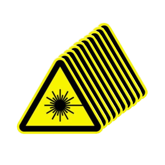 Pack 10 pcs - Sticker "Hazards due to optical radiation" DIN7010, rectangular, sidelength 15 cm