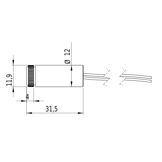 Diodenlaser Punktlaser 650nm 5mW 3VDC Fokus einstellbar 12x30,5mm