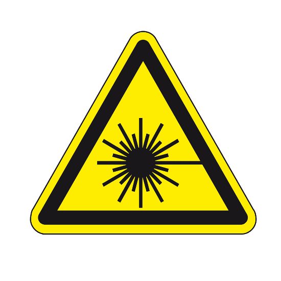 Aufkleber Warnung vor Laserstrahl gemäß DIN 7010, dreieckig Seitenlänge 15 cm (Warnschild, Laserstr…