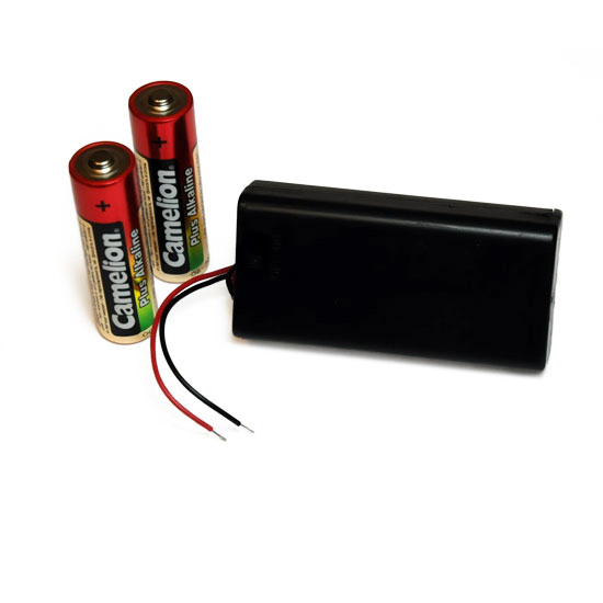 Batteriepack 3V DC mit offenen Kabelenden und Schalter