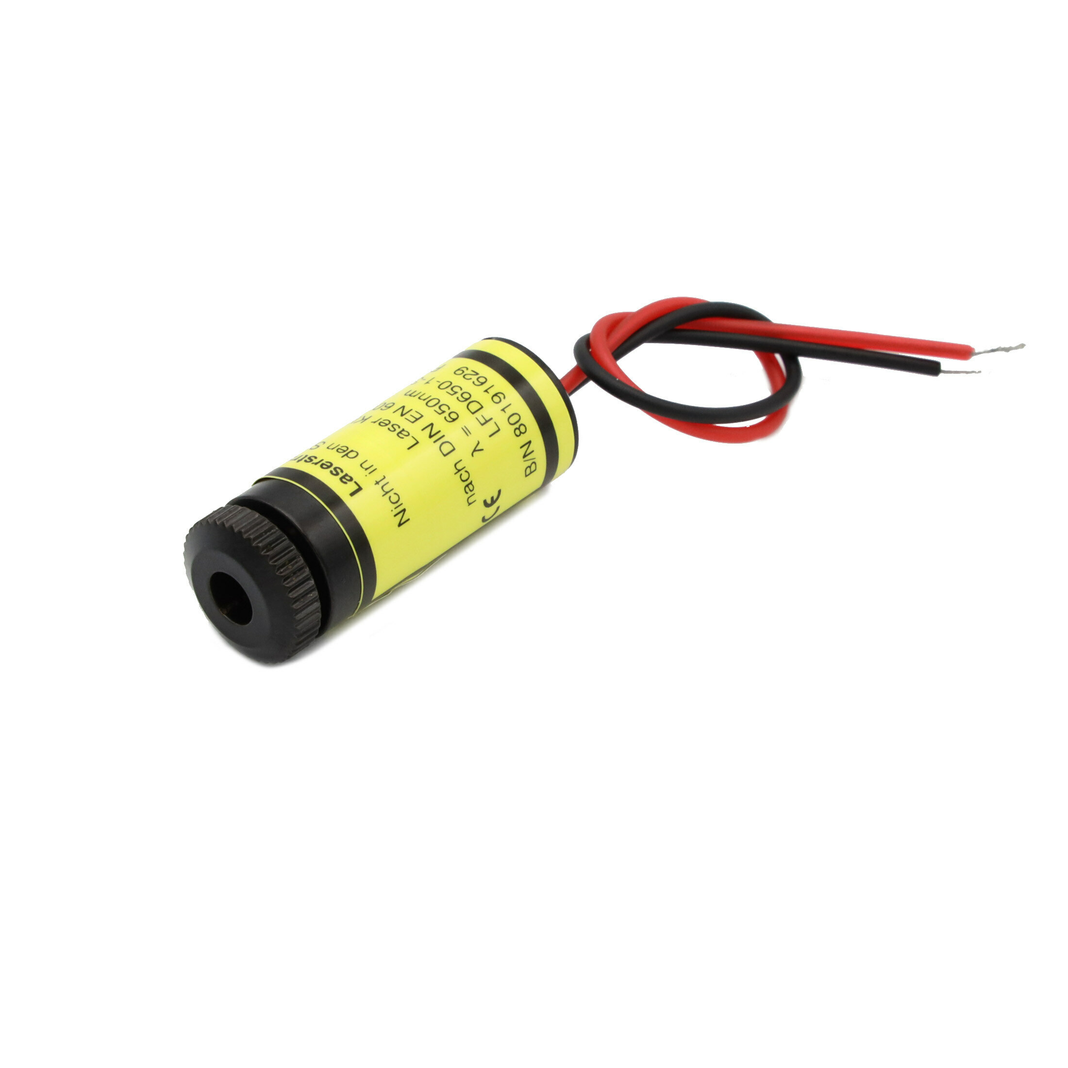 Dot laser, red, 635 nm, 1 mW, 3 V DC, Ø12x30.5 mm, Laser Class 2, Focus adjustable, Cable length 90…