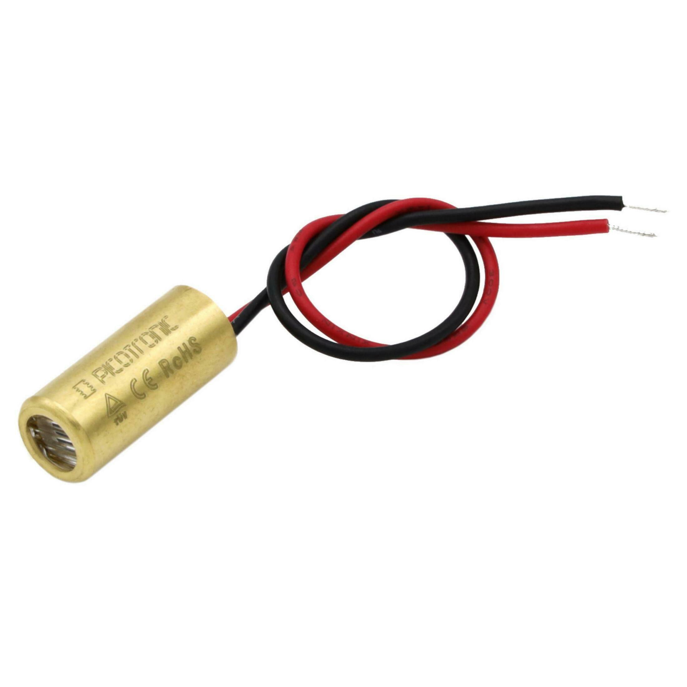 Line laser, red, 635 nm, 60 °, 5 mW, 5 V DC, Ø9x20 mm, Laser Class 1, Focus fixed (1000mm), Cable l…