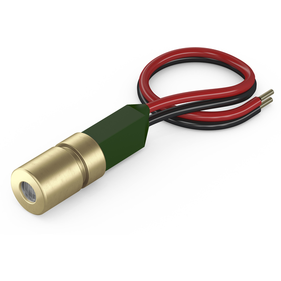 Dot laser, red, 650 nm, 1 mW, 3 V DC, Ø6x17 mm, Laser Class 2, Focus collimated, Cable length 70 mm